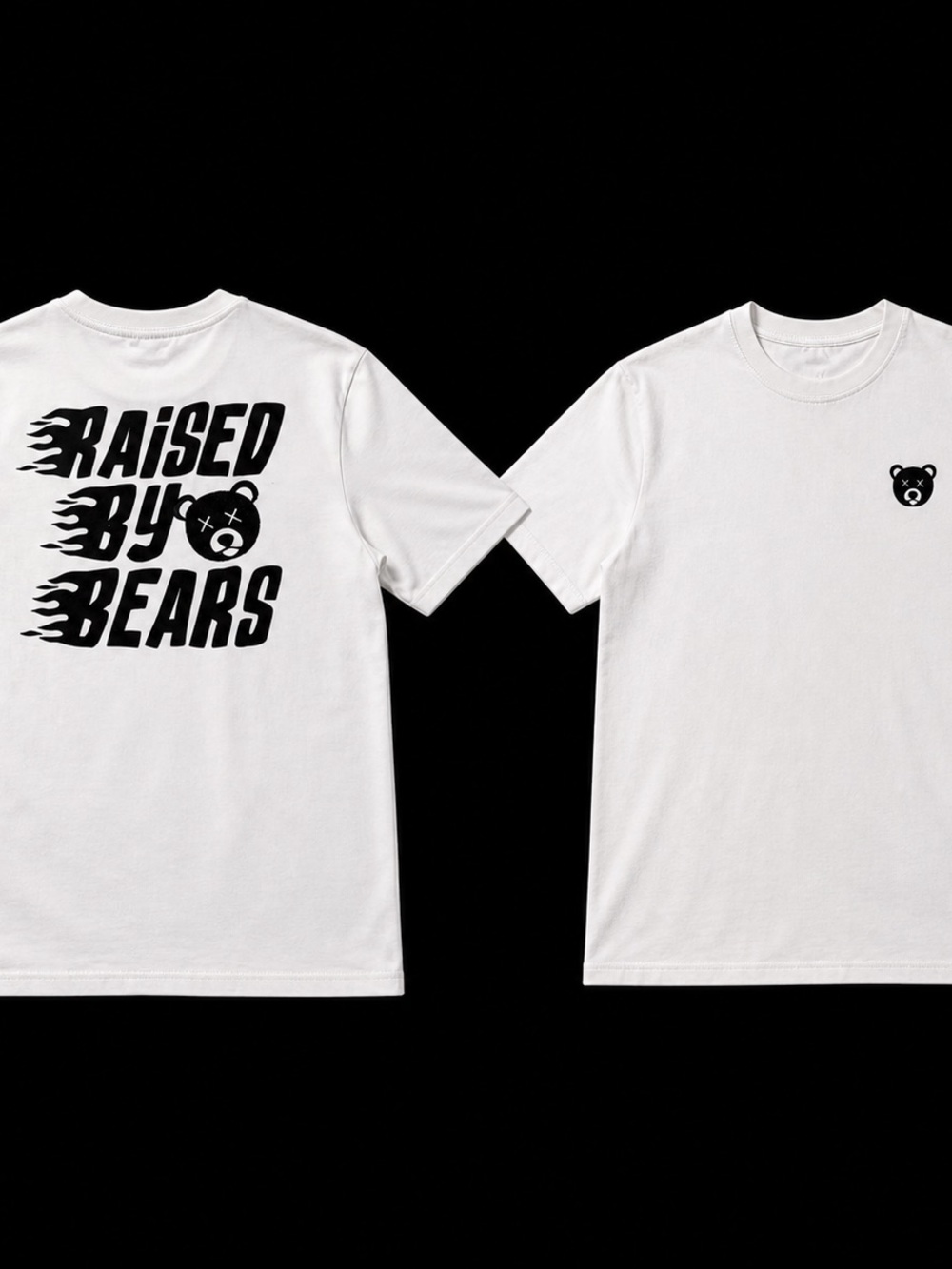 Raised By Bears Graphic Tee - White with Black Print